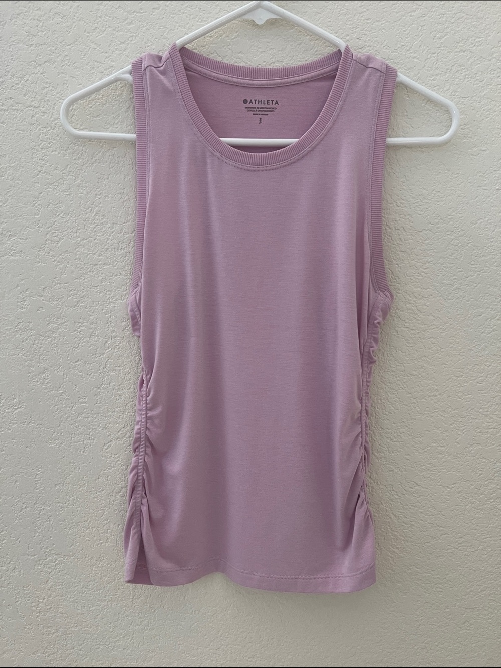 Athleta Pink Side-Ruched Tank Top. Size Small